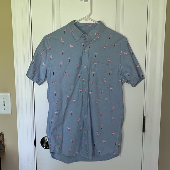 American Eagle Flamingo  Button Down Short Sleeve Shirt Flamingos Size S - Picture 4 of 8